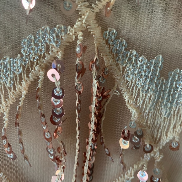 Everyday chic boutique beaded women’s mini dress in blush - Picture 3 of 4